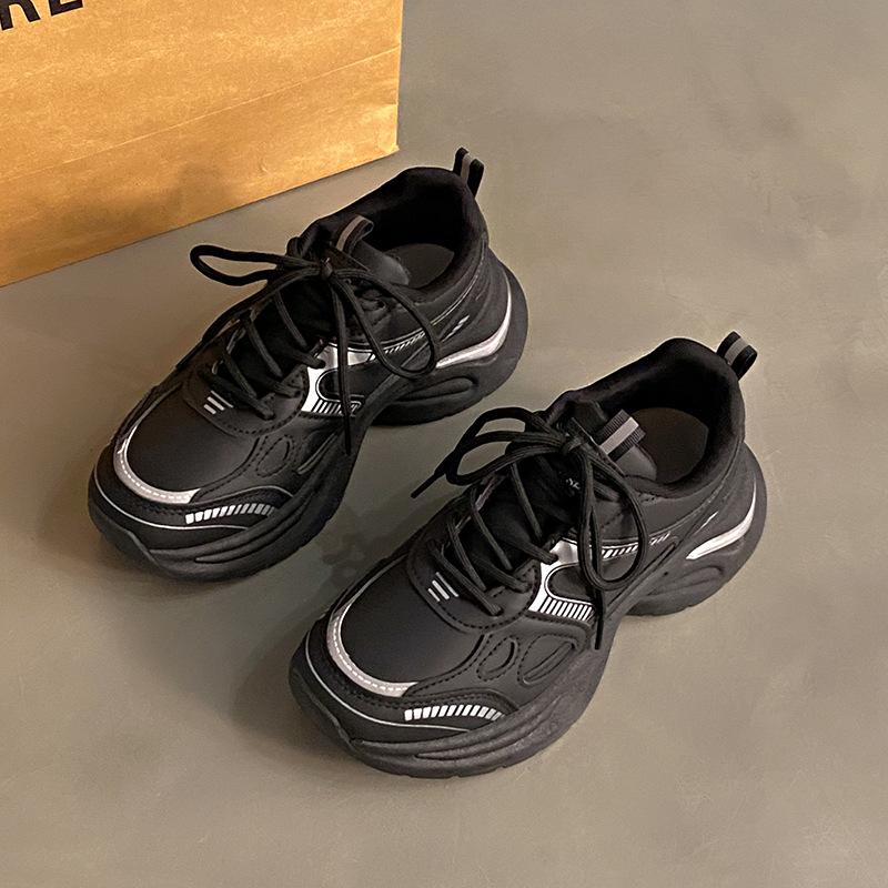 Customized platform sports shoes women's 2025 new spring Korean version dad shoes casual versatile breathable running white shoes