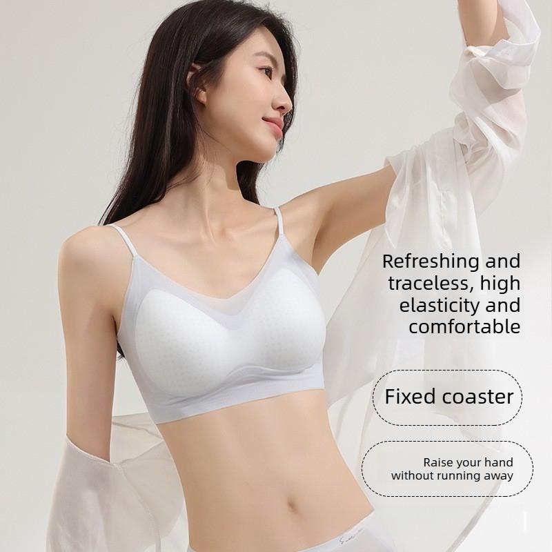 Ultra-thin Underwear - Summer Lightweight Women's Gathering Anti-sag Bra with Adjustable Breasts and Invisible Ice-silk Jelly Bra.