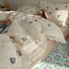 Seersucker Floral Bedding Four-piece Set Washed Skin-friendly Breathable Sheets Quilt Cover Pillowcase