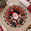 Funny Santa Claus Bedroom 3D Vortex Carpet Brick Hole Circular Floor Mat Festive Living Room Entryway Area Rug 2d flat print