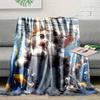 Cozy Ocean Theme Cat Fish Pattern Print Flannel Blanket - Lightweight, Soft, Warm Blanket for Sofa, Bed, Travel, Camping