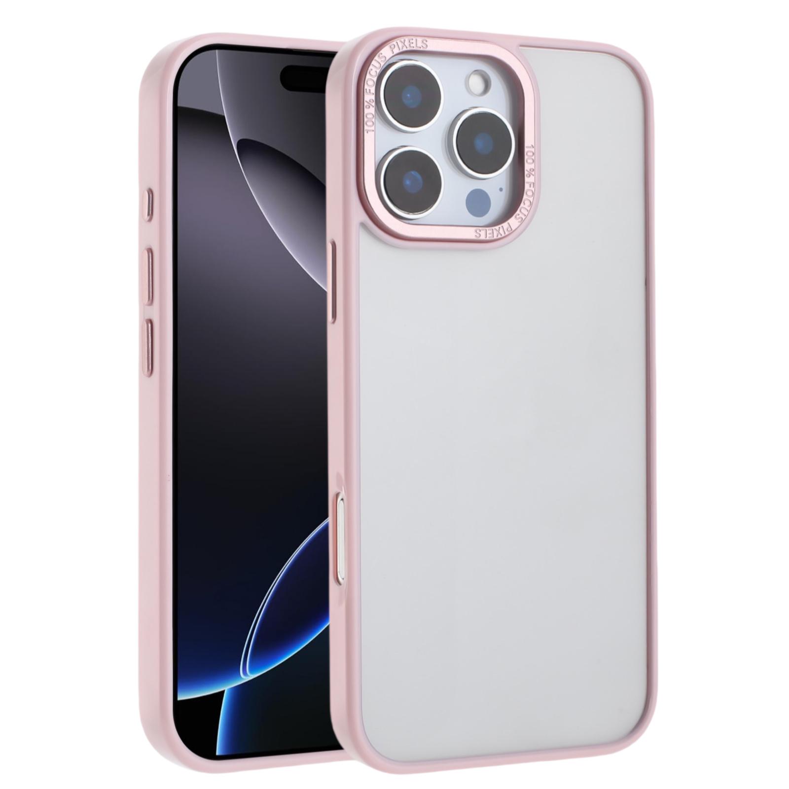 

For iPhone 16 Pro Max Case TPU+Acrylic Clear Anti-Yellowing Phone Back Cover Pink