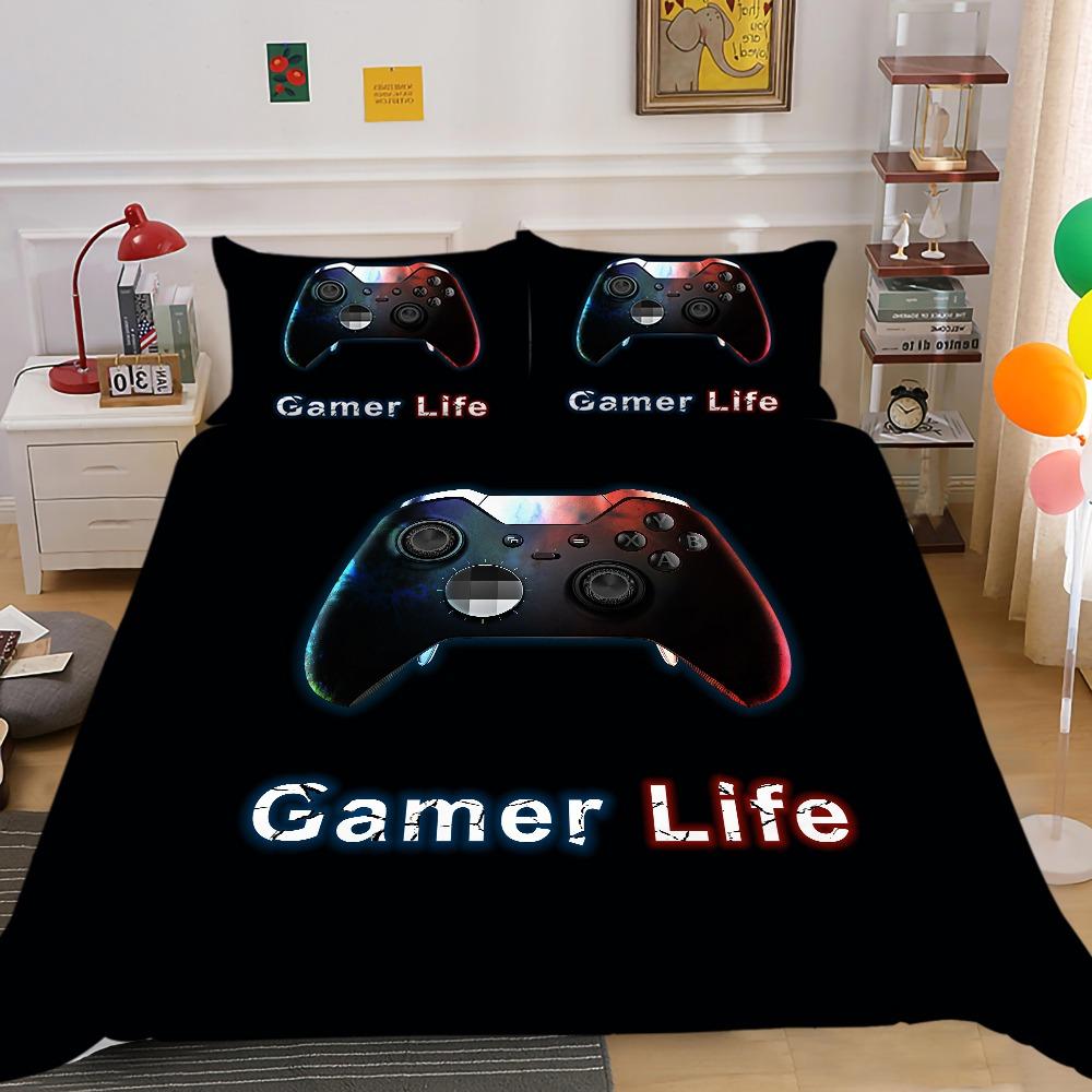 3D Game Controller Pattern Bedding Set Game Console Printed Down Duvet Cover with Pillowcase Teen Single Double Bed Full-size Home Decoration