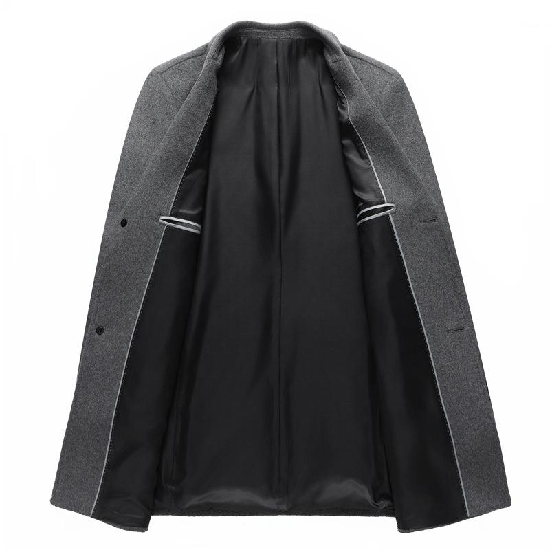 Medium and Long Woolen Coat Men's Suit Collar Woolen Coat Single-breasted Fashionable and Simple Autumn and Winter Coat