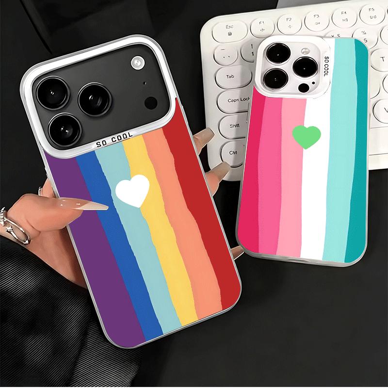 Rainbow Gradient Love Desgin Shockproof Phone Case for iPhone 17 Air 16 16E 15 Pro Max 14 Plus 13 Mini 12 Back Cover Anti Fall F