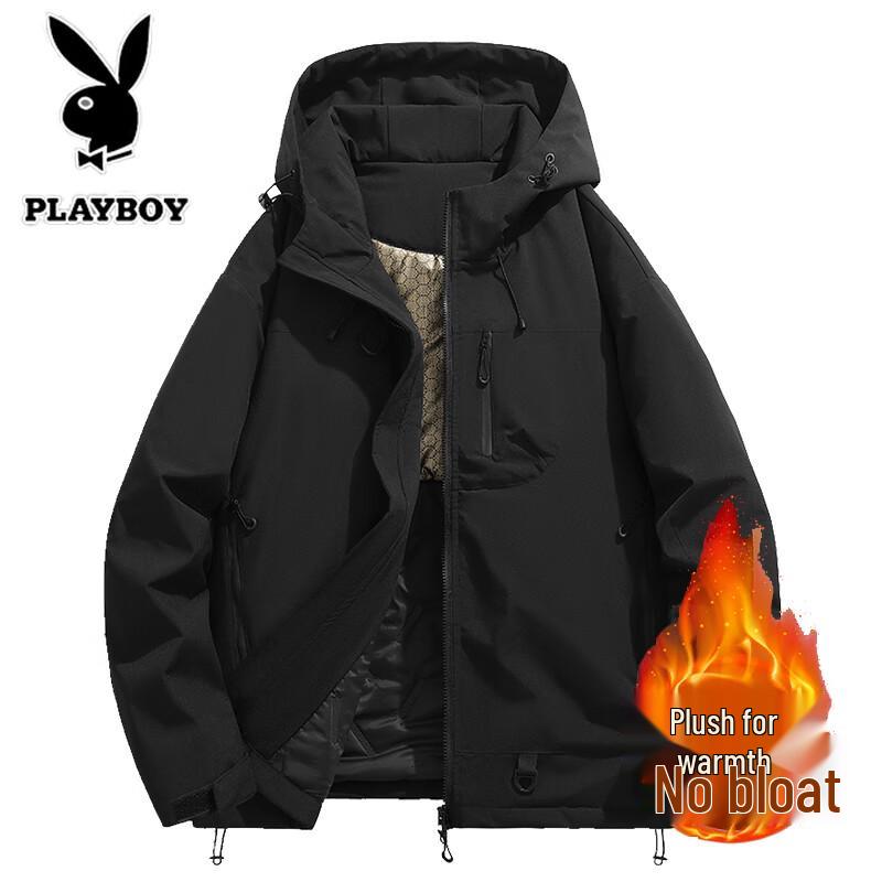 PLAYBOY Men's Autumn Winter Hooded Padded Jacket