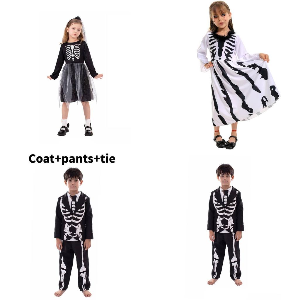 Skeleton Child Cosplay Attire For Halloween And Theatrical Performance