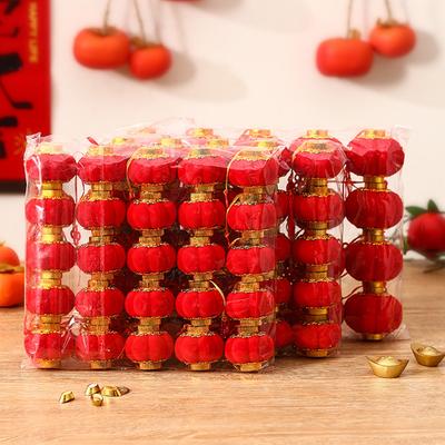 Flannel Chinese New Red Lucky Hanging Lanterns Year Lantern Mini with Tassel for Spring Festival