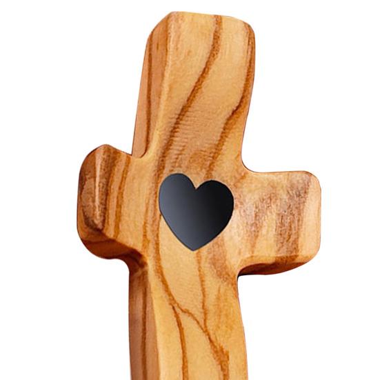 Olive Wood Cross Decoration Emotional Support Love Heart Pocket Hug Cross Men Women Faith Prayer Cross My Heart Encouragement Gift