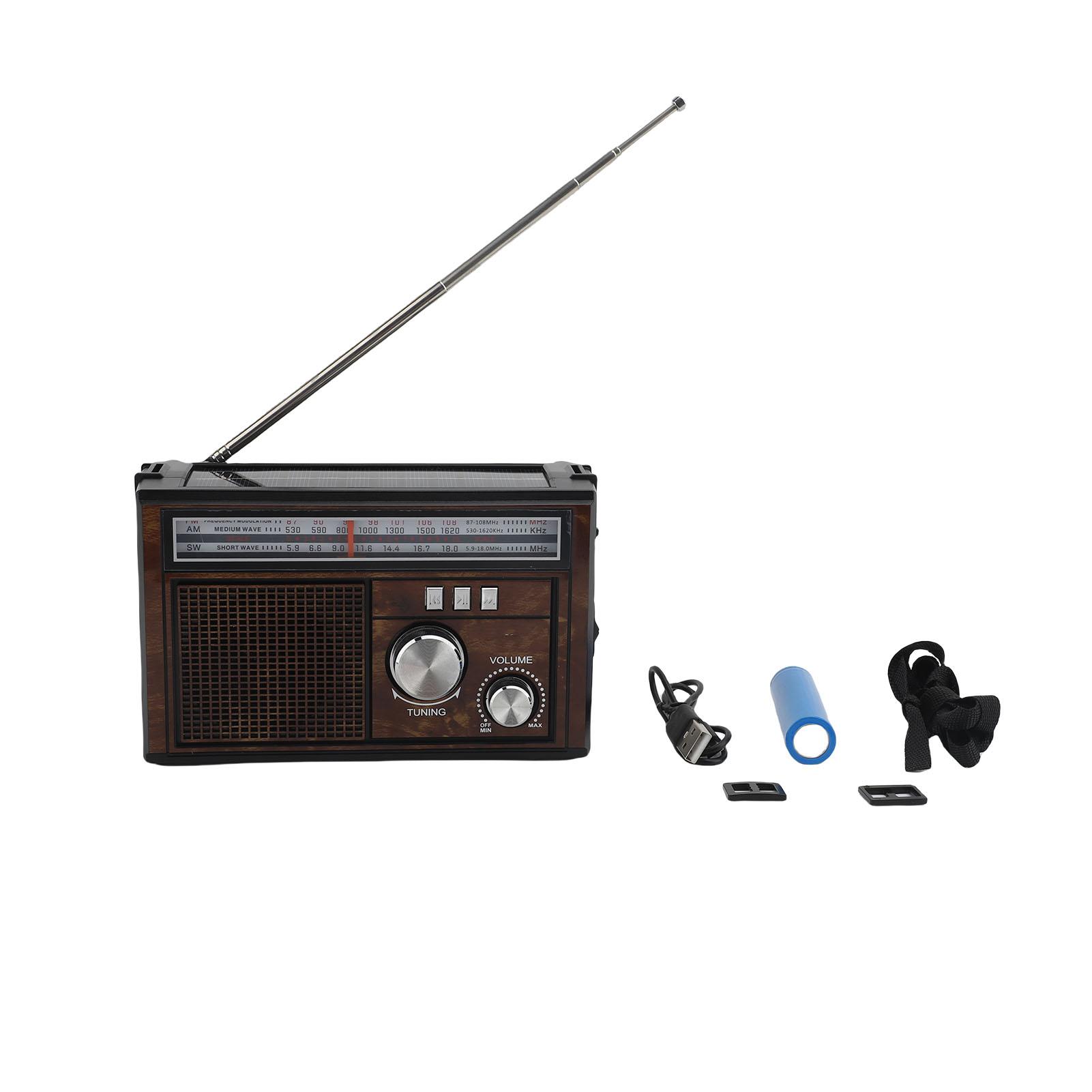 

Радіоприймач AM FM SW MP3-плеєр з батареєю 1200 мАг, радіо на сонячних батареях зі світлодіодним ліхтариком для приміщень та вулиці
