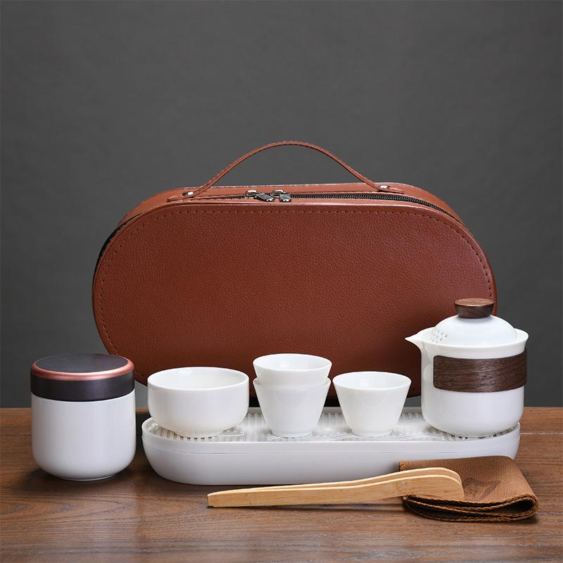 Travel tea set Portable suet jade express cup Business event souvenir