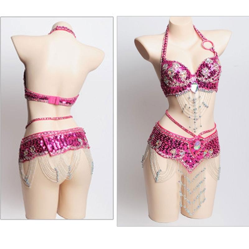 2Pieces Tribal Belly Dance Bra and Belt Belly Dancing Outfit Belly Dancer Costumes for Women