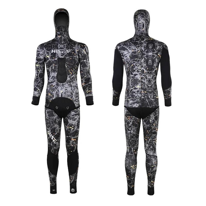 Winter Wetsuit Women Scuba Diving Suit 3mm Neopprene 2-Pcs camouflage spearfishing suit S