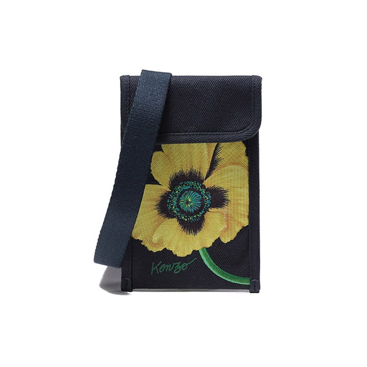 Kenzo Nigo Drop4 POPPY Flower Cow Leather Shoulder Bag Men's Marine Blue FC65PM919F31-76
