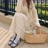 Women's Floral Print Lace Tiered Maxi Skirt
