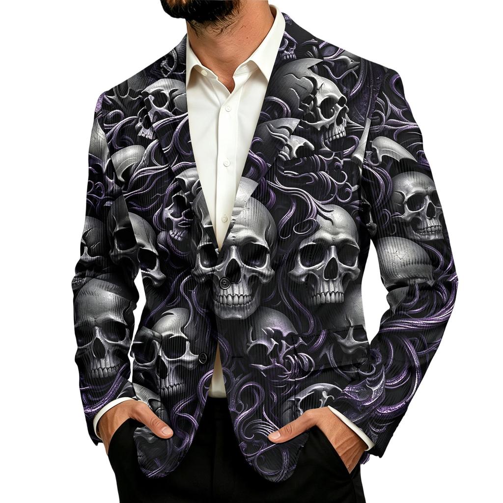 Herre Business Casual Corduroy med Halloween Print til Fester og Hverdagsbrug