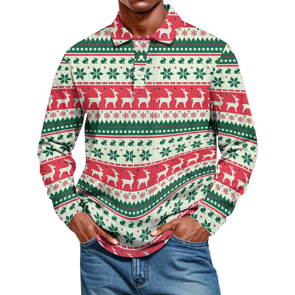 Men's Casual Style Solid Color Loose  Shirt Long-sleeved Top
