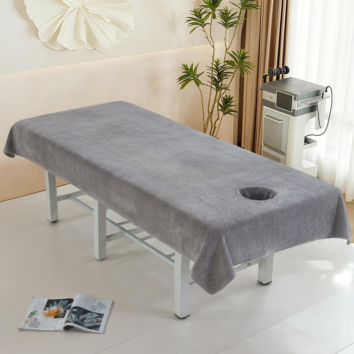 Schoonheidssalon Beddengoed met Ademende Gaten Verdikt Fluweel Massage Beddengoed Absorbeert Water Kreukvrij Stofdicht Beddengoed 90x200cm no hole grijs