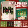 New Christmas Flag Four-piece Set, Christmas Background Bugrinch Family Atmosphere Decorative Hanging Cloth Banner.