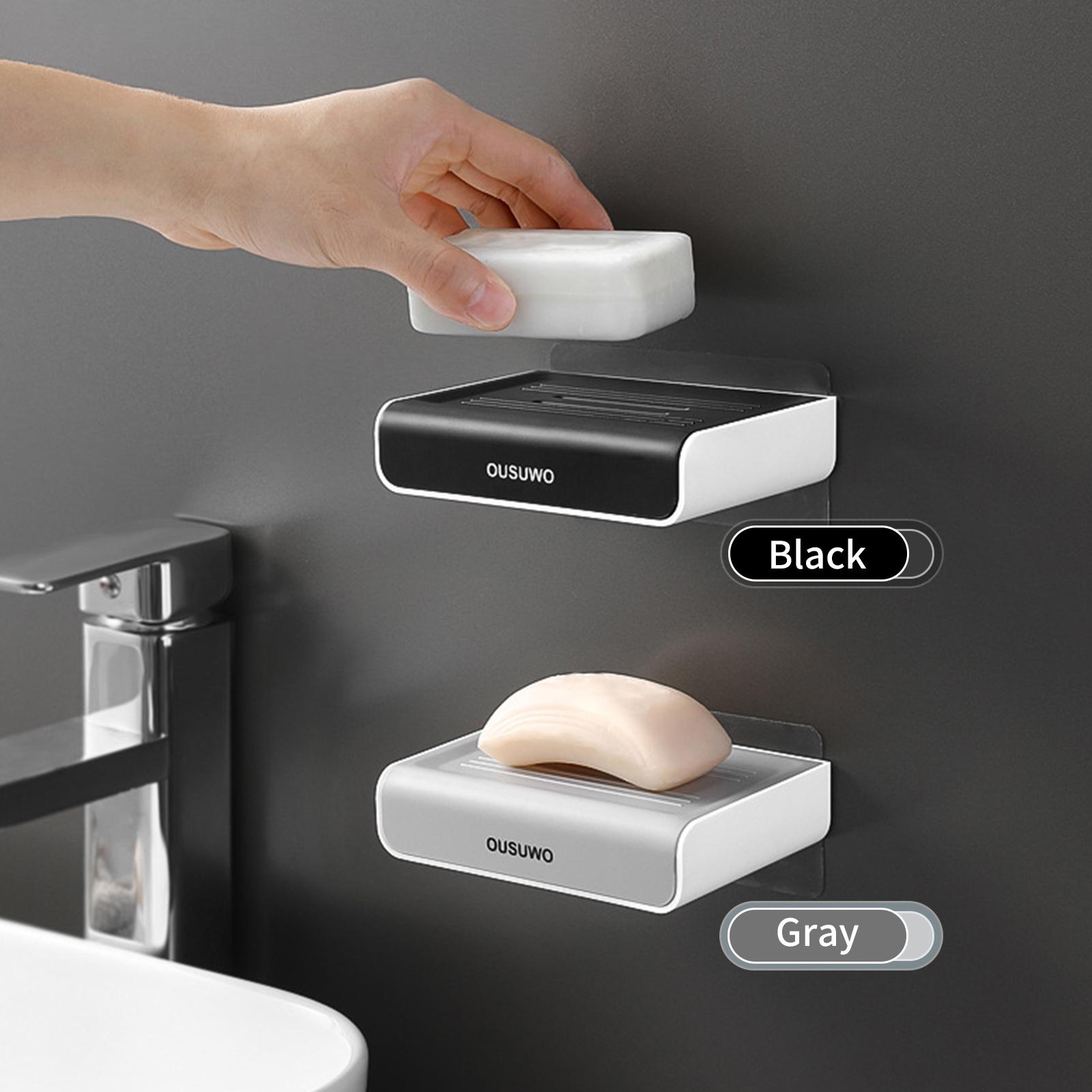 

Soap Dish, Self Draining Shower Soap Holder Wall Mounted with Strong Adhesion Sticker, for Bathroom Kitchen Sink Soap Box Tray