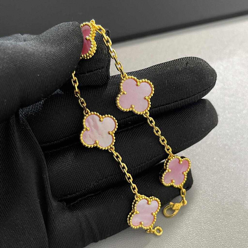 Gold Four-Leaf Clover & Five-Flower Pendant Necklace, 18K Plated, Elegant Gift for Her