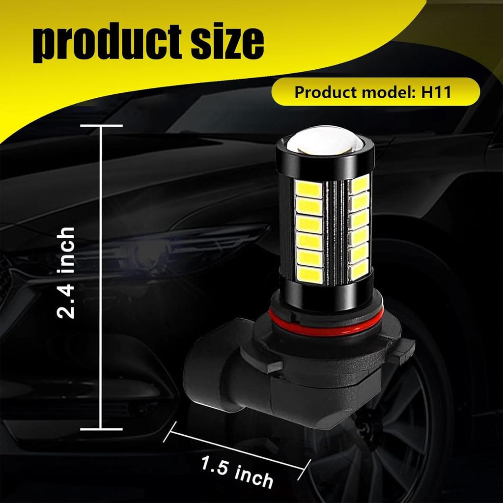 2 PCS 9006 Car LED Fog Light Bulbs, 6500K White Super Bright Anti-fog Lights, 12V Plug and Play 1500 Lumen Power LED Bulbs, Universal for Car, Truck,
