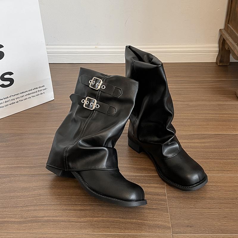 New Style Popular Punk Style Women Luxury Boots Belt Buckle Shoes Autumn Winter Thick Heels Ladies Knight Short Booties