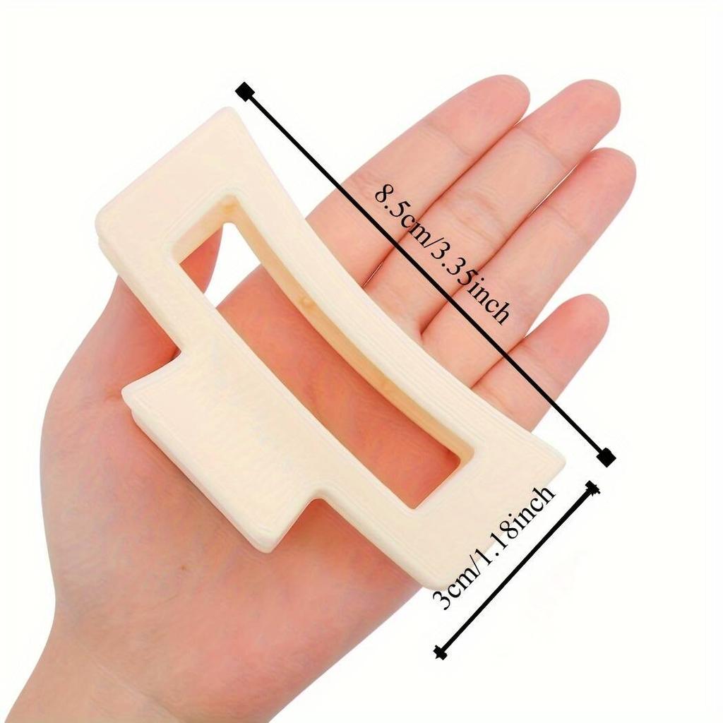4Pcs Elegant Acrylic Claw Classic Solid Colors Large, Rectangular, Non-Slip Grip for Thick Long Hair Fashion Hair Accessories