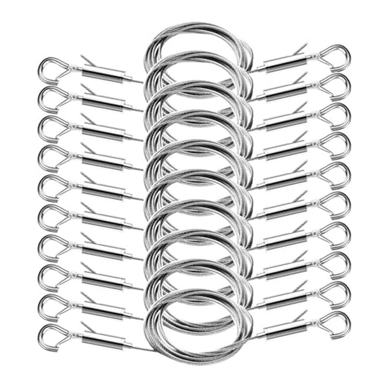 10Pcs Picture Hanging Kit -Heavy Duty Stainless Steel Wire With Secure Hooks For Picture Frames,Mirrors,Wall Art