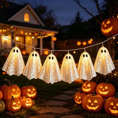 Hanging Halloween Accents Glowing Ghost Decor Spooky Light Up Ornament for Party Festive