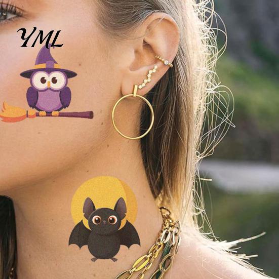 Water Transfer Stickers 10 Sheets Halloween Temporary Tattoos for Kids, Fake Tattoo Body Stickers, Waterproof Kids Costume Accessories Face