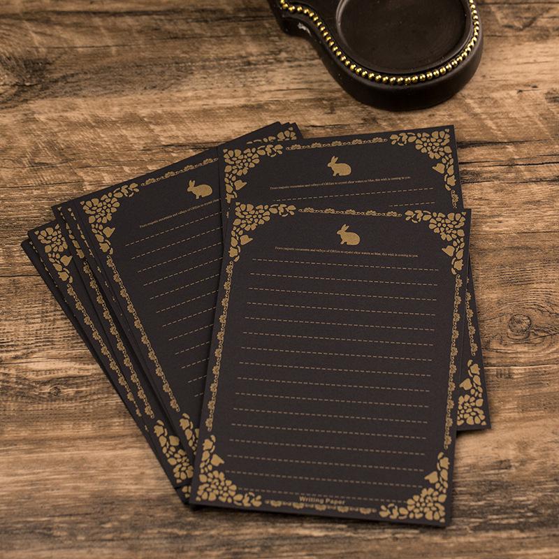 Retro Style Valentine's Day Love Letter Stationery Set - Rabbit Pattern Kraft Paper with Envelopes