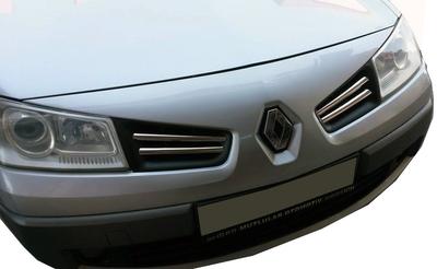 Grille Overlays (model 2006-2025, 4 Pcs, Stainless Steel) OmsaLine - Italian Stainless Steel for Renault Megane II