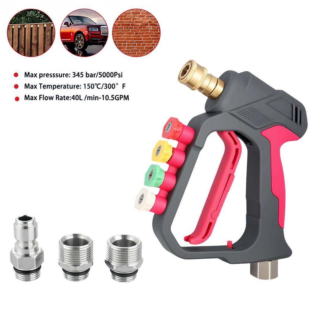 Short Gun Anti-Tangle Rotating High Pressure Car Wash Gun with 4-Color Nozzle Home Use SetPractical tools