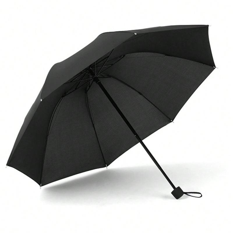 1pc Manual Folding Umbrella, 3-Fold Umbrella, Dual Purpose Sainy Season, Simple Business Umbrella, Solid Color Men & Women Umbrella, Single-Person