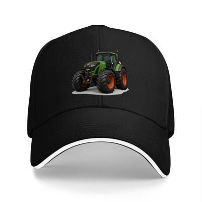 Green Tractor Design Baseball Cap Classic Black Adjustable Hat Farm Machinery Print Unisexs Outdoor Fashion Accessory