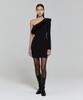 LADY VOLUME Flare One Shoulder Dress_Black