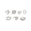 SHIXIN 7Pcs/Set Fashion Geometric Irregular Open Rings Women Simple Imitation Pearl Adjustable Knuckle Rings Set Party Jewelry