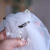 Detachable Glitter Tulle Puff Short Sleeve Cuffs, Mixed Size Pearl Beaded Sheer Arm Covers for Wedding Bridal Evening Dress