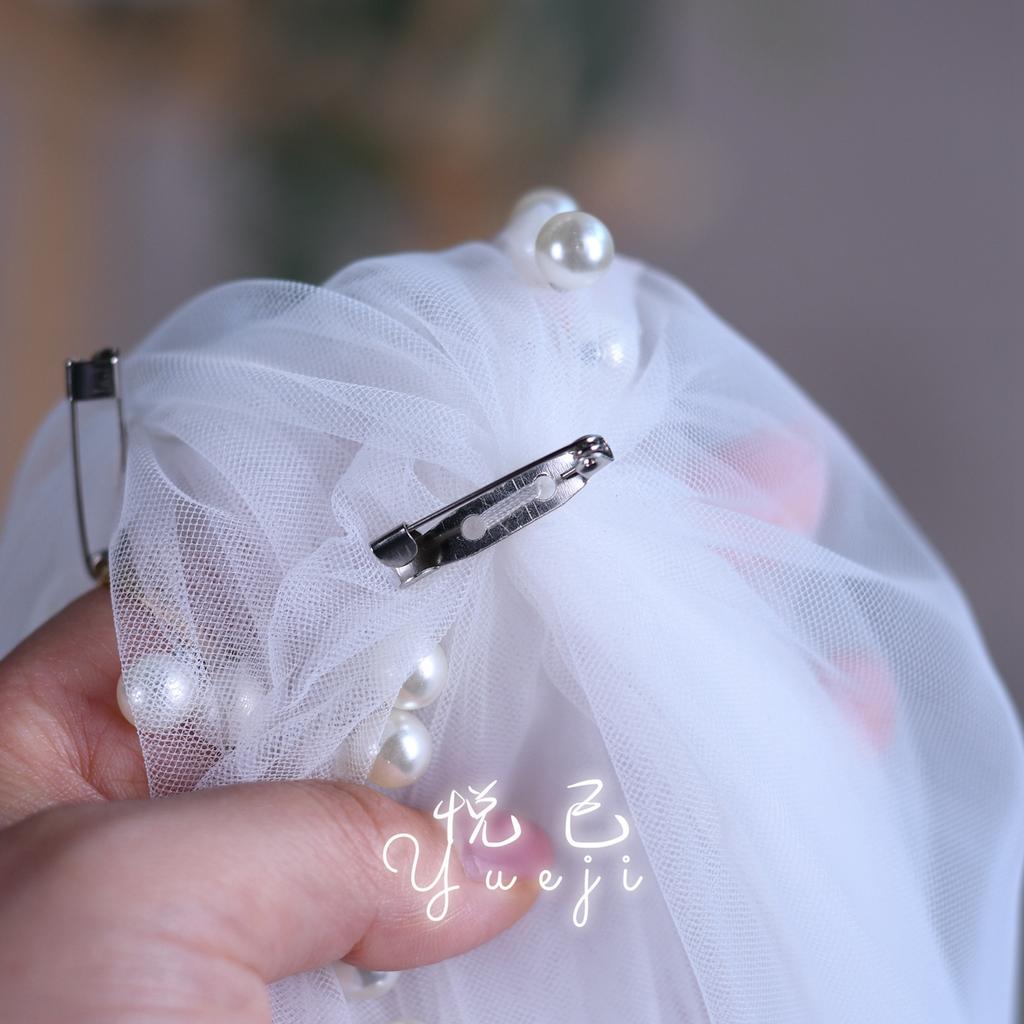 Detachable Glitter Tulle Puff Short Sleeve Cuffs, Mixed Size Pearl Beaded Sheer Arm Covers for Wedding Bridal Evening Dress