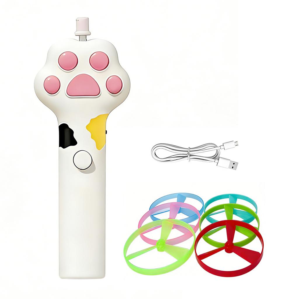 Electric Cat Toy with 6 Flying Discs Rechargeable Cat Chase Toy Flying Disc for Indoor Outdoor Yard Cats Dog