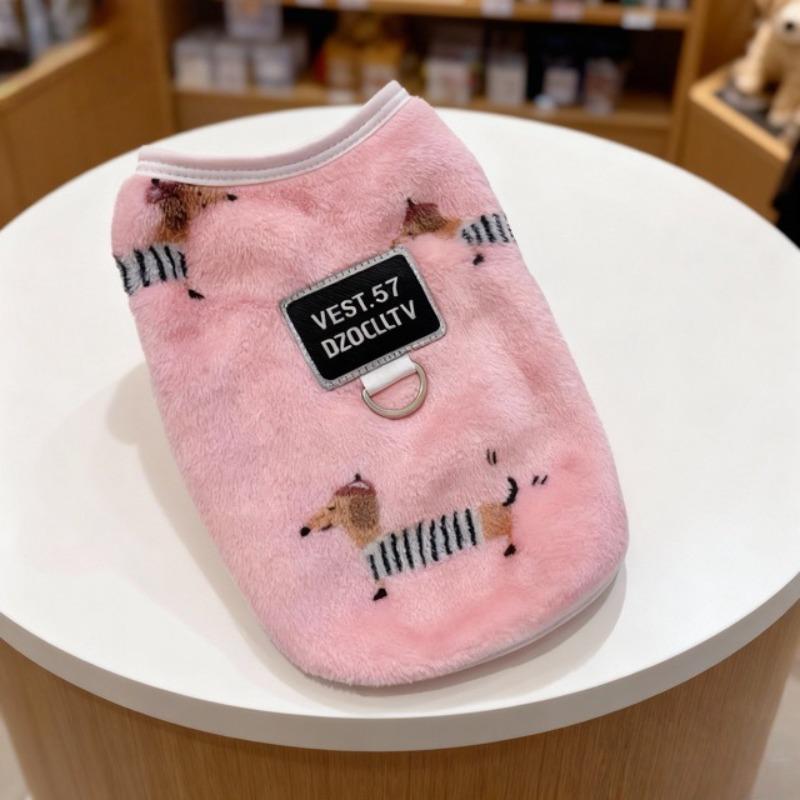 

XS-2XL Autumn Winter Pet Dog Warm Vests Flannel Printed Vest Can Tow Dog Clothes for 0.5-10kg Small Medium Dogs S 1.5-2.5kg