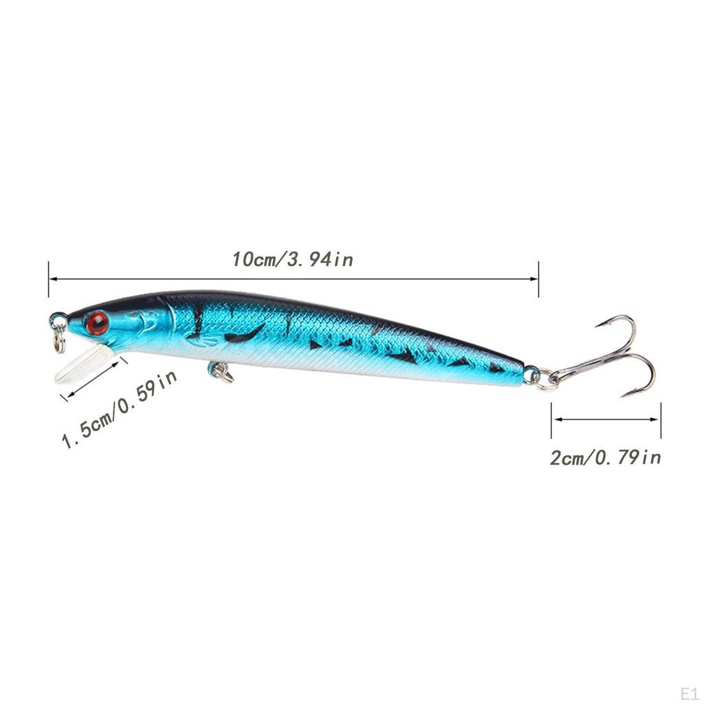 10 Pieces Fishing Lures with Hook Compact Accessories Bass Artificial Baits for River