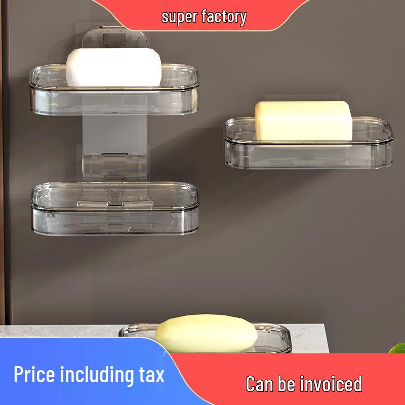 Portable Dustproof & Waterproof Soap Dish with Draining Lid for Bathroom or Travel