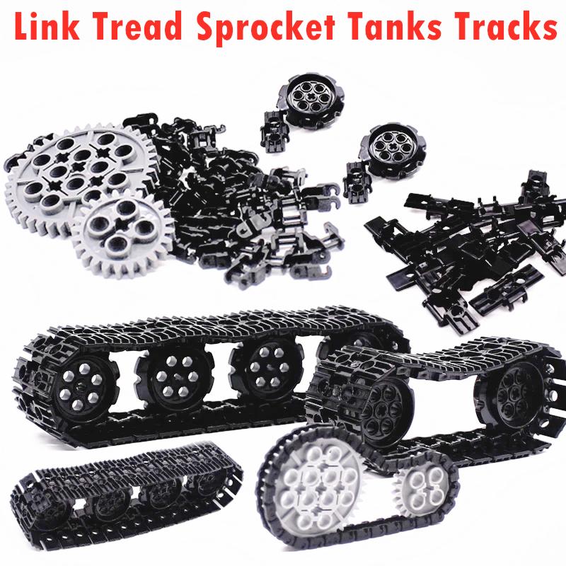 Technical Parts 3711 3873 57518 57519 Building Block Brick Link Tread Sprocket Tanks Tracks Rivets Mechanical Engineering Toys