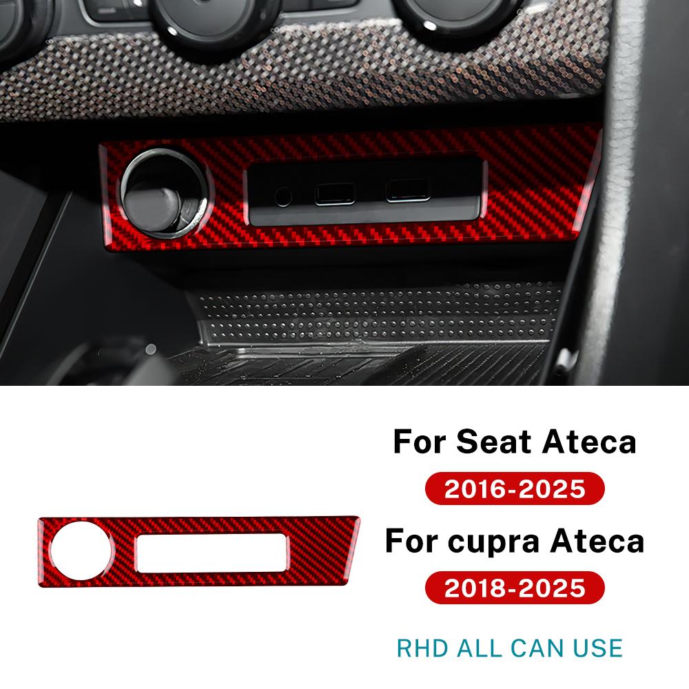 

Real Soft Carbon Fiber Sticker For SEAT Ateca 5F 2016-2025 For Cupra Ateca 5F 2018-2025 LHD RHD Car USB Charging Port Frame
