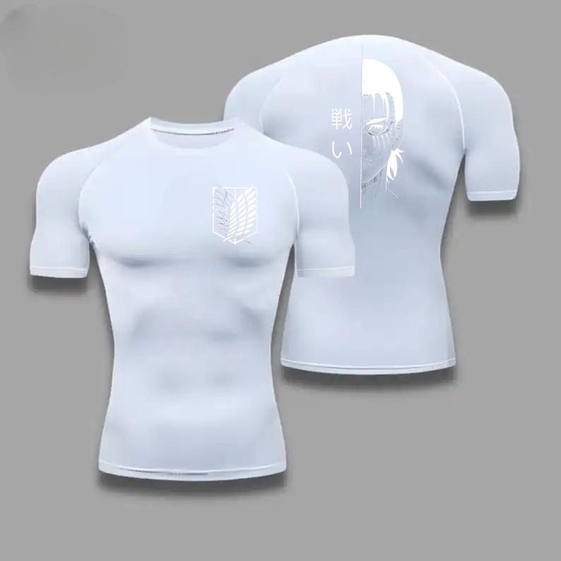 Men Compression Shirt Attack On Titan Eren Yeager Graphic Sports Quick Drying Gym T-shirt Fitness Sweatshirt Elastic Top T-shirt