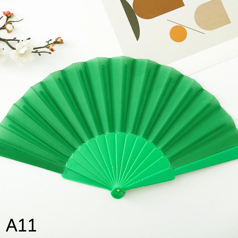 

7-дюймовый шелковый тканевый простой складной веер, пластиковый костяной веер, китайский танцевальный веер, однотонный цвет, утренняя зарядка тайцзи, украшения для дома своими руками