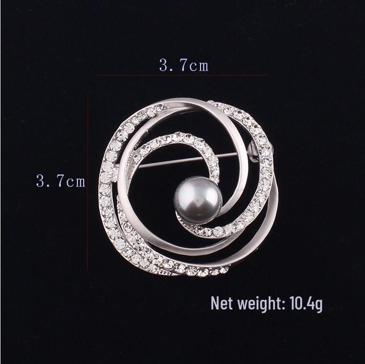 Высококачественная корейская матовая серебристая брошь-цветок с жемчугом
