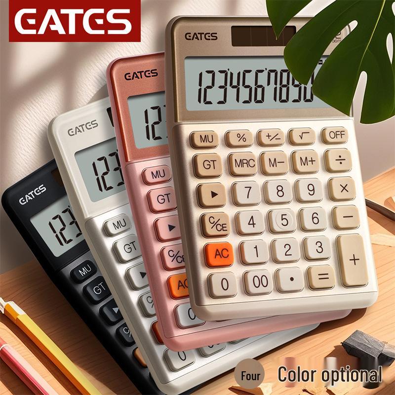 Compact Dual-Power Silent Calculator for Students with 12-Digit HD Display